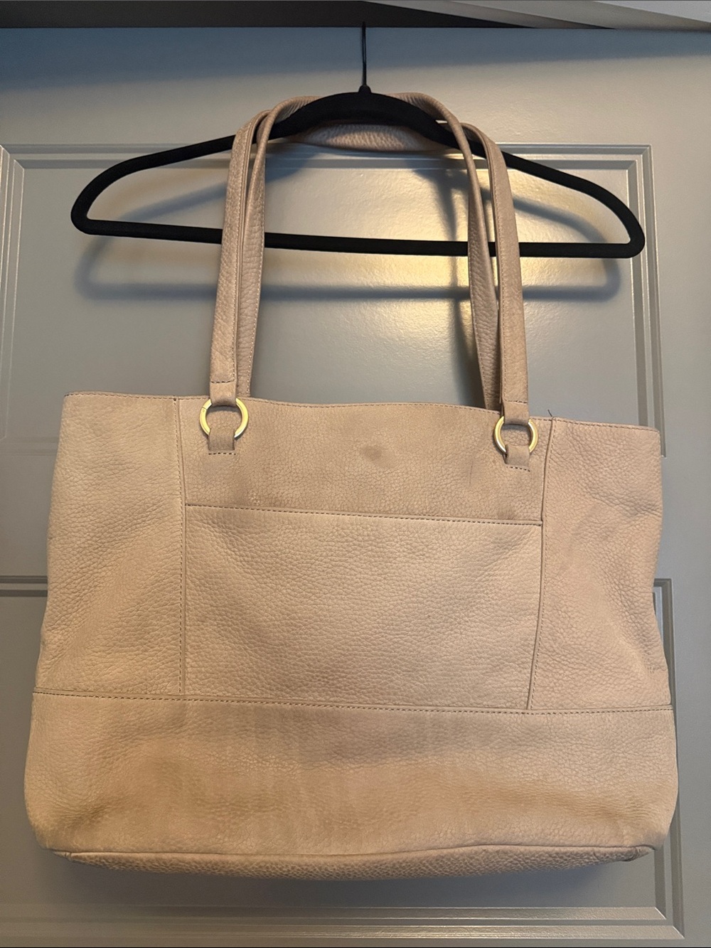 Hammitt Andersen Leather Tote Grey Natural with Gold Hardware - Picture 3 of 9